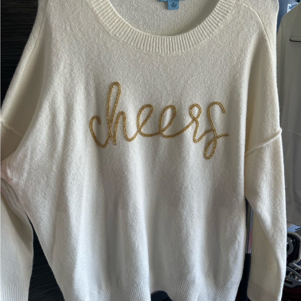 Cece Metallic Beaded Script Screen New Drop Shoul… - image 3